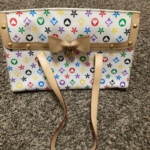 Multicolor Designer Women's Bag with Bow Accent